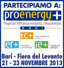 Proenergy+ alla Fiera del Levante di Bari dal 21 al 23 novembre