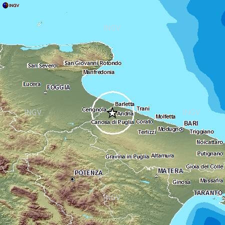 Terremoti in tempo reale Ingv oggi: scossa in Puglia e sciame sismico a Gubbio