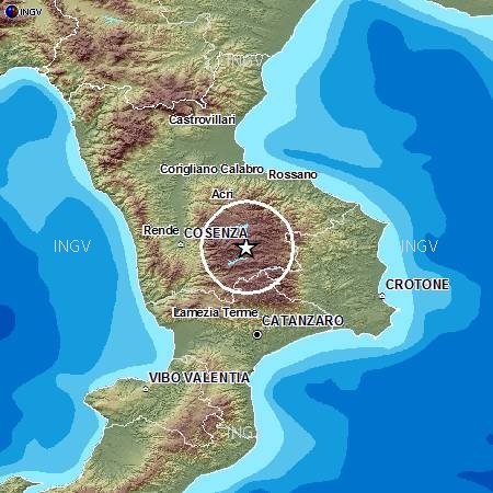 Terremoti in tempo reale: forte scossa sulla Sila a Cosenza