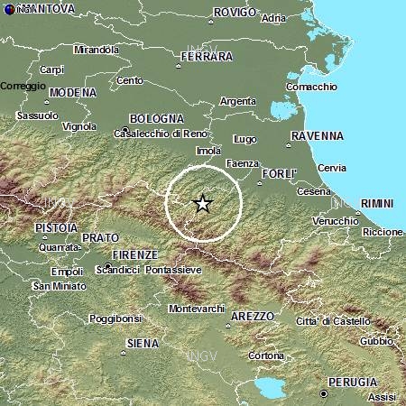 Terremoto in tempo reale: stasera nuova forte scossa tra Emilia e Toscana