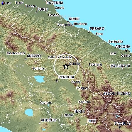 Terremoti in tempo reale: oggi, 26 aprile, due nuove scosse a Gubbio