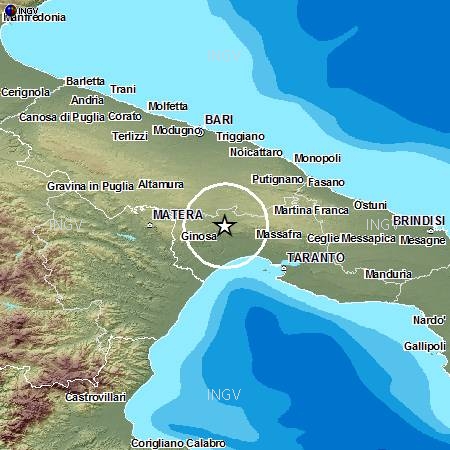 Terremoti in tempo reale: oggi nuova scossa provincia di Bari e Taranto