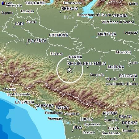 Terremoti in tempo reale: oggi sciame sismico a Parma e Reggio Emilia