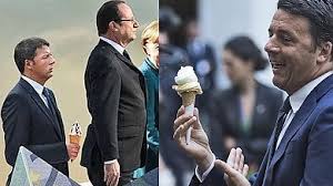 Renzi-risponde-all-Economist-e-comincia-la-conferenza-con-un-gelato-in-mano