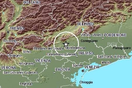 Terremoto provincia di Treviso ultime notizie scossa di oggi