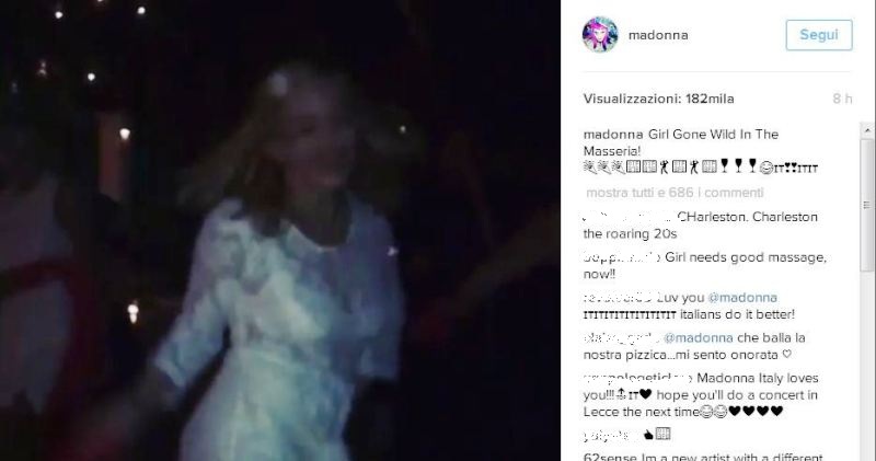 Anche Madonna balla la pizzica e viene invitata per la notte della Taranta il 27 agosto