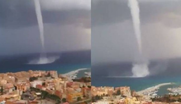 Spaventosa tromba marina a Tropea, la paura arriva dal mare panico tra i residenti – video