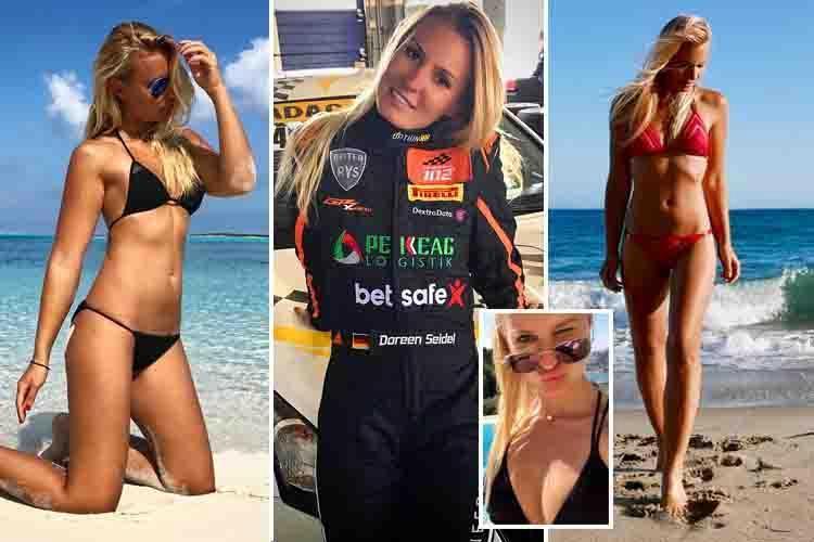 Bellissima modella tedesca cambia vita, da coniglietta di Playboy diventa una pilota di formula Uno