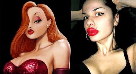 24enne dopo continue iniezioni di silicone e parecchi interventi chirurgici, ha raggiunto il suo primo obbiettivo: avere le labbra più grandi del mondo, il prossimo essere la sosia di Jessica Rabbit