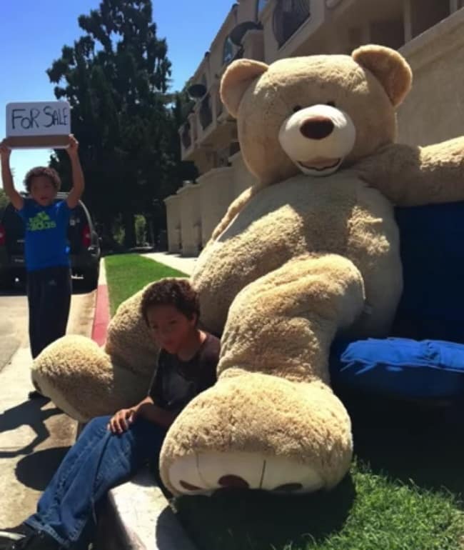 Due fratellini organizzano un mercatino per vendere un loro peluche, quello che accade non era proprio prevedibile