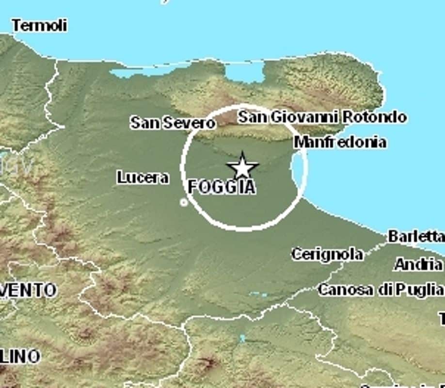 Terremoto in tempo reale scossa in Puglia, trema la terra in provincia di Foggia