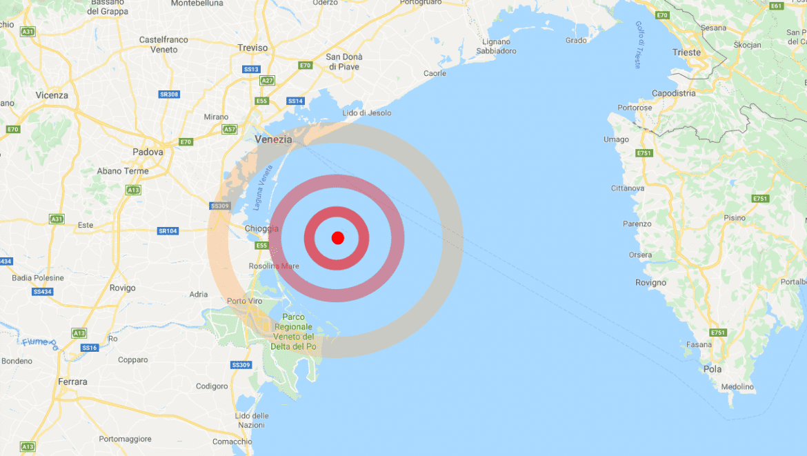 Terremoto in tempo reale, la terra trema in scossa a Venezia