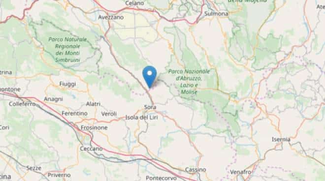 Terremoto in tempo reale, scossa nel Lazio trema la terra a Sora in provincia di Frosinone