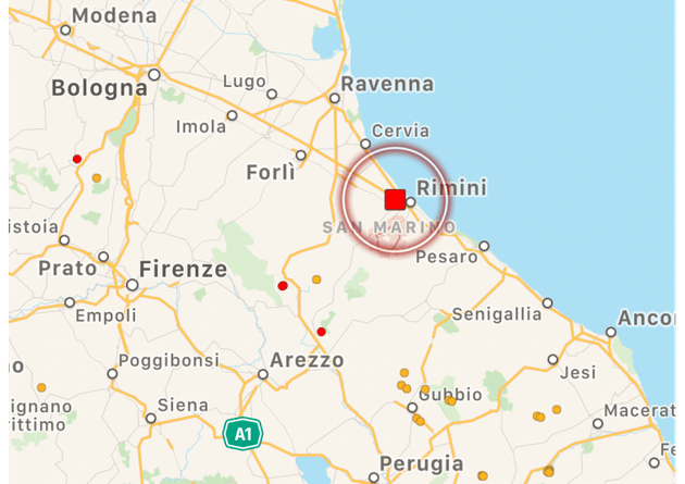 Terremoto in tempo reale, nuova scossa in Emilia-Romagna, trema la terra a Rimini