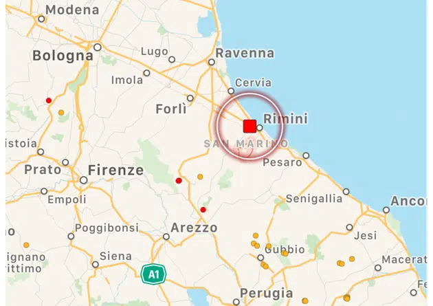 Terremoto in tempo reale, nuova scossa in Emilia-Romagna, trema la terra a Rimini