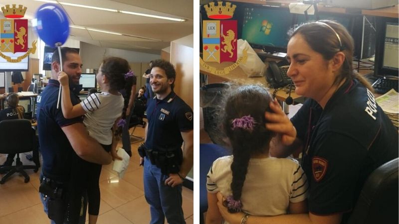 Ha solo 5 anni, decide di far una passeggiata, apre la porta ed esce, i poliziotti la trovano e la portano da loro in centrale