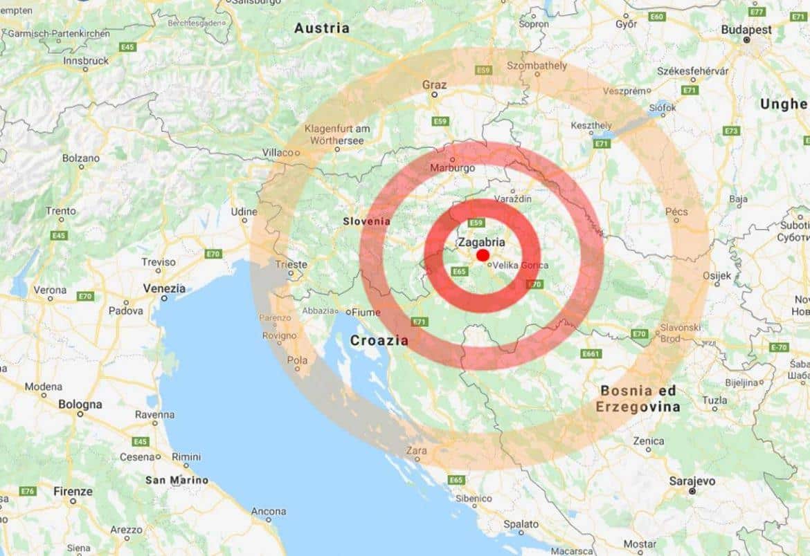 Terremoto in tempo reale, nuova forte scossa in Croazia, avvertita in gran parte dell’Italia