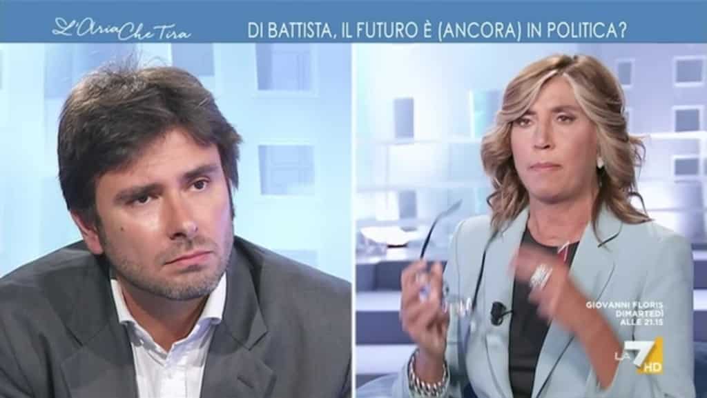 L’aria che tira, Alessandro Di Battista una furia contro Myrta Merlino: “Non mi chiamo Dibba!”, momenti di tensione, la Merlino resta senza parole