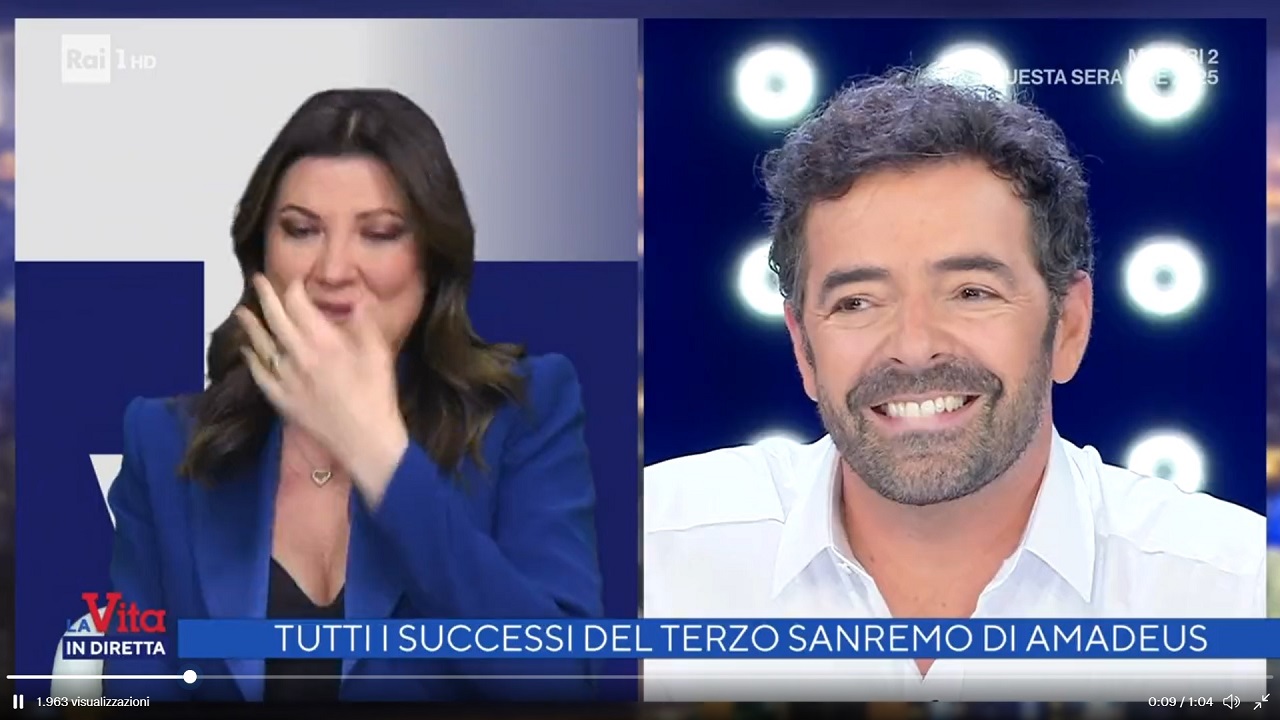 La vita in diretta, Alberto Matano in grande imbarazzo dice cosa pensa di Giovanna Civitillo, moglie di Amadeus