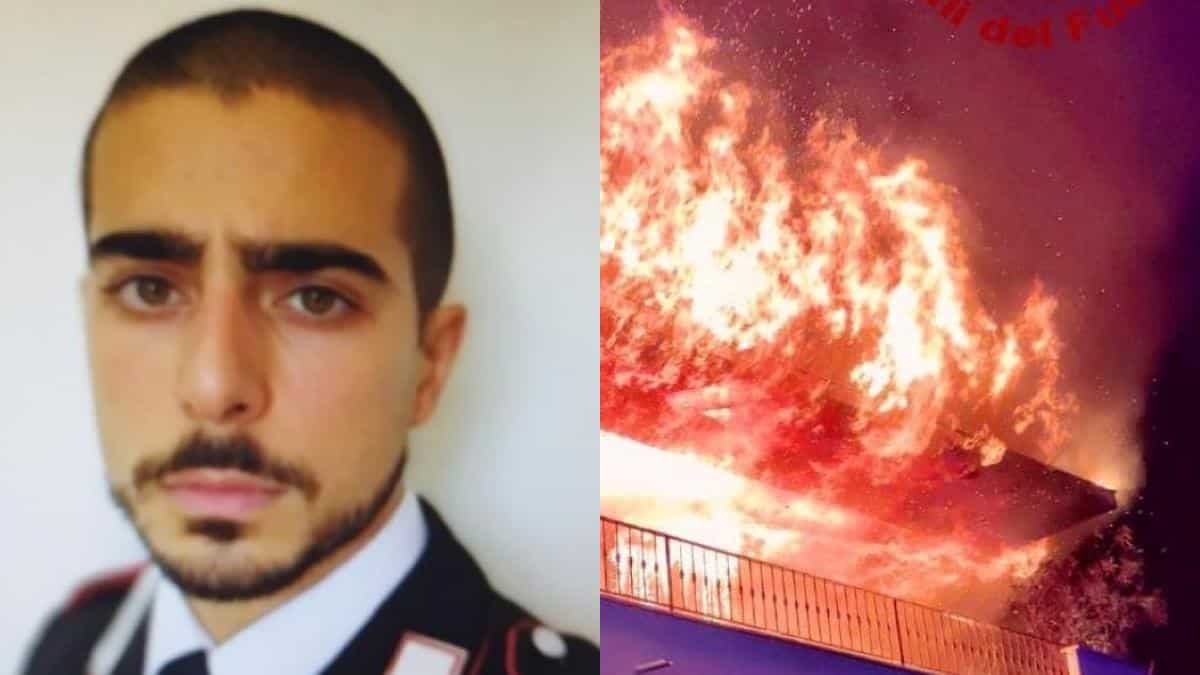 Carabiniere salva un giovane da un incendio