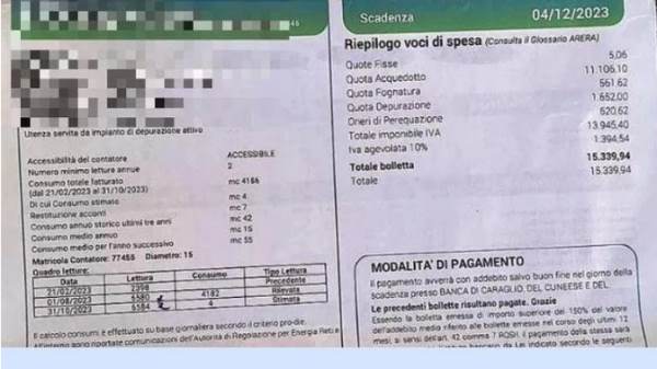 Riceve bolletta acqua da 15.339 Euro e ha un malore, trasportata in ospedale muore, poi si scopre che l’importo era errato