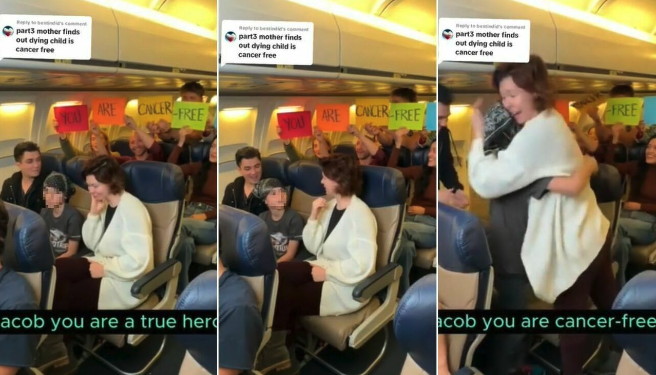 Durante il volo, il pilota rivela a bambino che è guarito dal tumore al cervello: il video ha fatto esplodere il web di like
