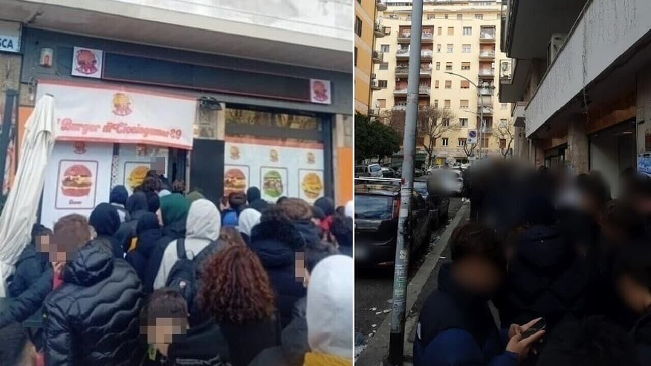 Mirko Alessandrini, noto come Cicciogamer89, ha attirato centinaia di giovani al suo evento a Roma, offrendo panini gratuiti nel suo store di burger.