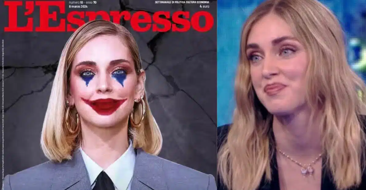 Copertina de l’Espresso raffigura Chiara Ferragni come un pagliaccio, l’influencer fuori di sè, minaccia azioni legali