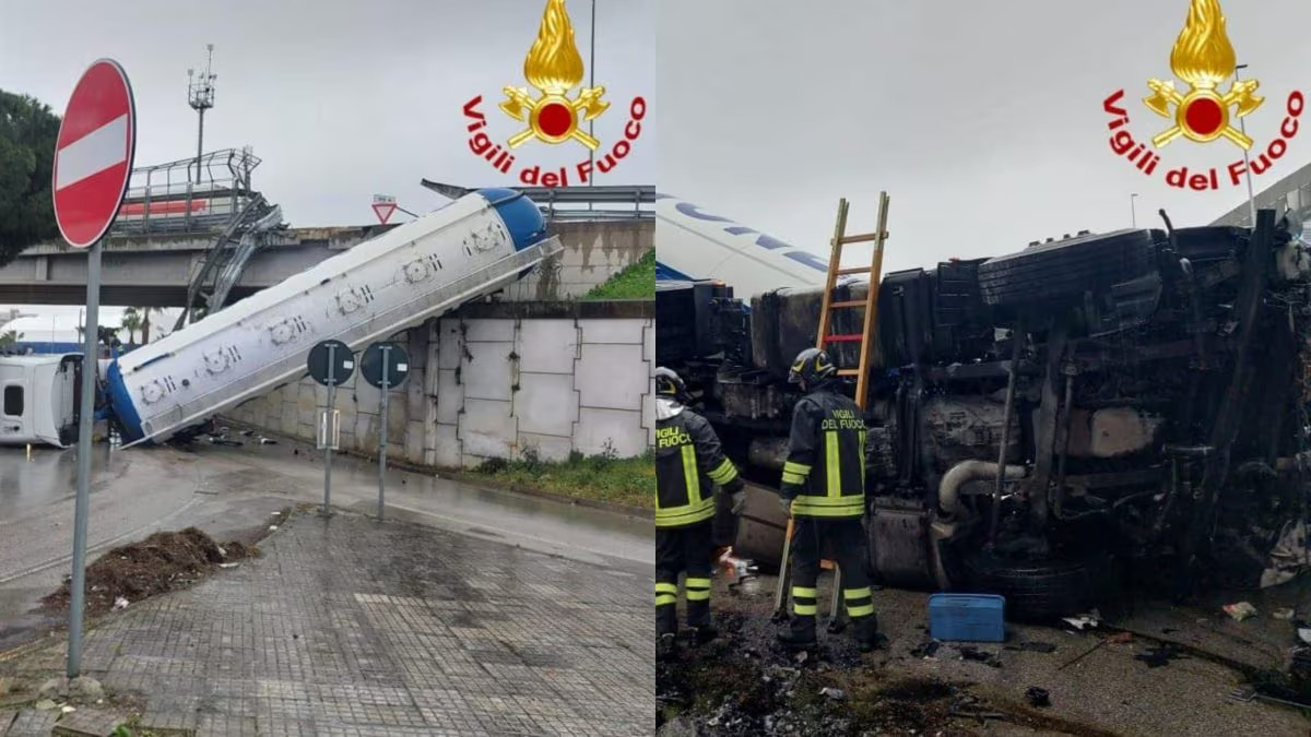Attimi di paura in Puglia, Tir sfonda guardrail e precipita dal cavalcavia, la donna alla guida è gravissima