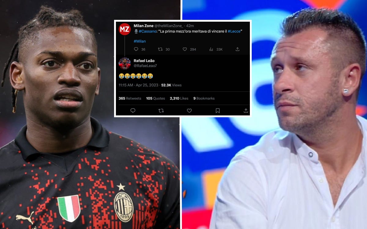 Rafa Leao durissimo con Antonio Cassano, “Sei un pagliaccio!”