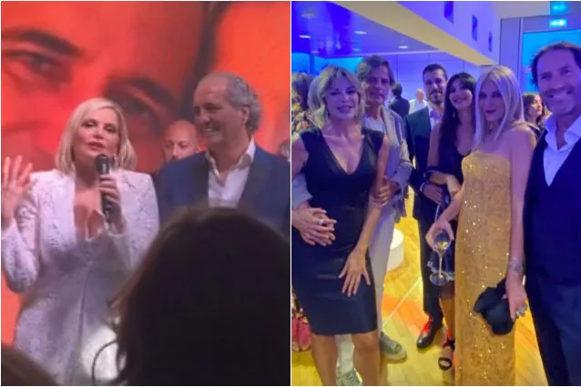 Descrizione del matrimonio di Simona Ventura e Giovanni Terzi, con dettagli sugli abiti, la location e gli allestimenti floreali.