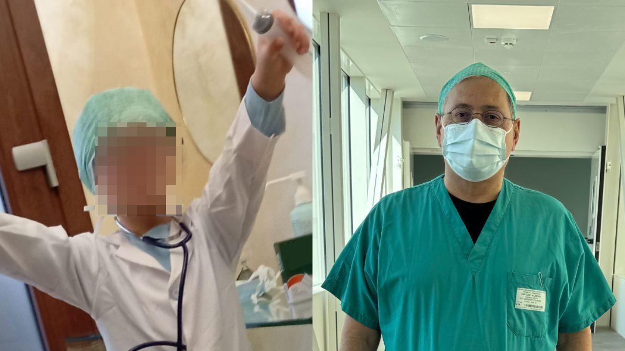 Un bambino si veste da dottore per Carnevale per omaggiare il cardiologo che lo ha operato con una tecnica mini-invasiva all’Ospedale del Cuore di Massa.