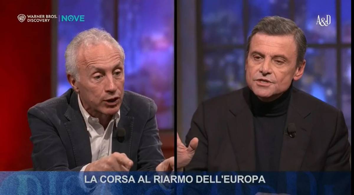 Botta e risposta infuocato tra il leader di Azione e il direttore del Fatto durante "Accordi e Disaccordi". Travaglio: "Trombettiere della Nato". Calenda: "Hai cultura totalitaria".